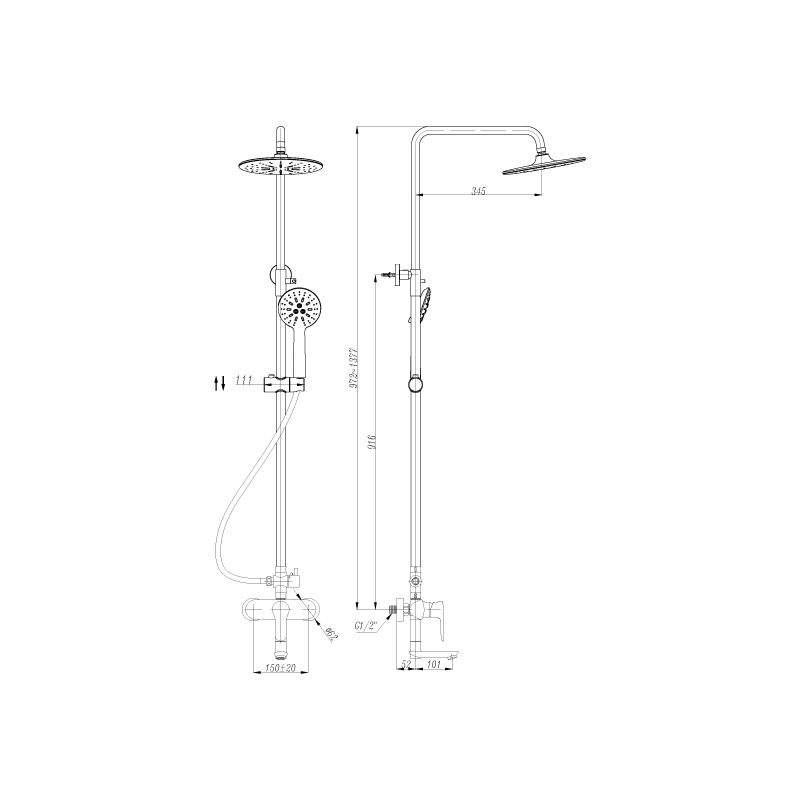 EXPOSED SHOWER SET : SRTWT9834-RG